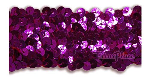 TRIMPLACE FUCHSIA 1-1/2 INCH STRETCH SEQUIN (4 ROW) 12 Yards