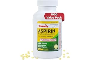 TIME-CAP LABS, INC. Timely Baby Aspirin 81mg for Adults - Pain Reliever for Minor Aches & Fever Reducer - Compared to The Active Ingredient in Bayer - Low Dose Enteric Coated Aspirin - 1000 Tablets