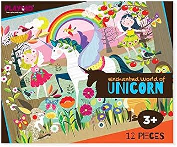 PLAYQID Enchanted World of Unicorn Jumbo Giant Jigsaw Floor Puzzle 12 Huge Piece Puzzle for Kids Age 3 and Above (Also Recommended for Age 2 and Above) Size 36 x 28 - cm