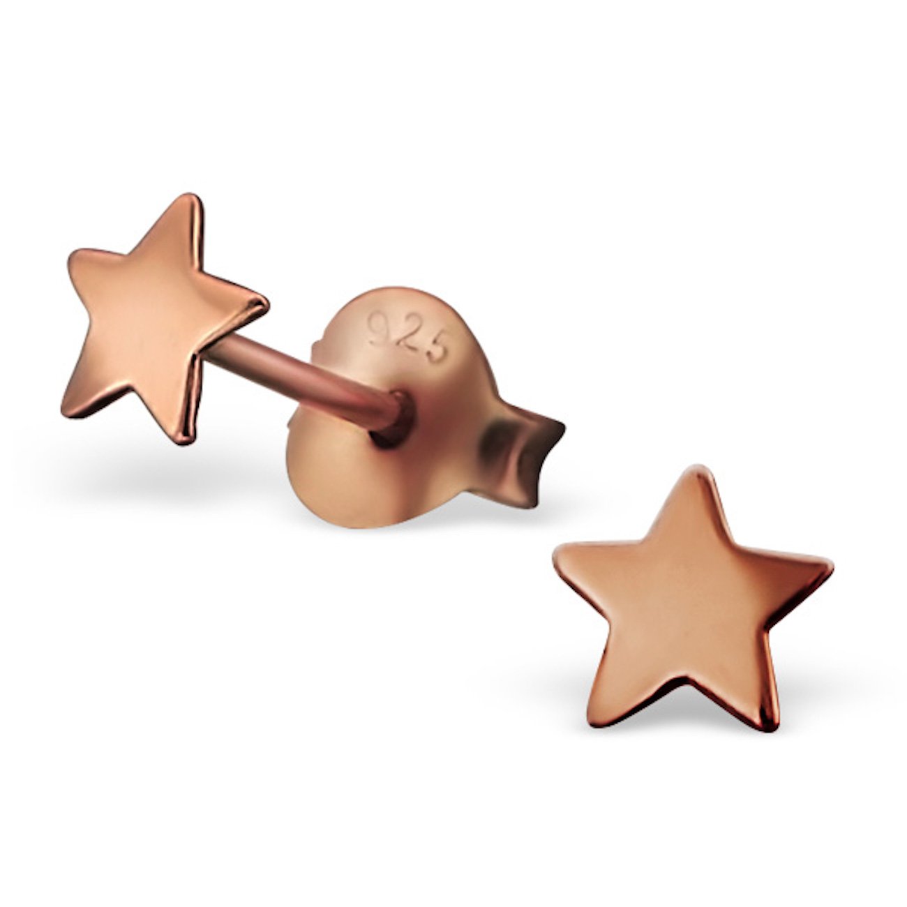925 Sterling Silver Rose Gold Tiny Star Stud Earrings for Women and Girls – Delicate Dainty Everyday Jewellery, Gift-Ready