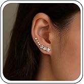 Yheakne Vintage Crystal Star Ear Climber Earrings Cz Star Ear Crawler Earrings Rhinestone Star Stud Earrings Tiny Gold Cluster Star Earrings Jewellery for Women
