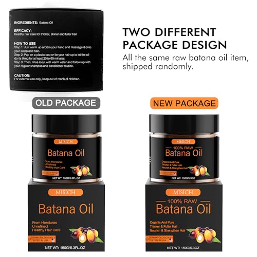 Raw Batana Oil for Hair Growth, 100% Natural Pure Dr. Sebi Botana Oil, Unrefined Organic Batana Hair Growth Oil for Prevent Hair Loss, Enhances Hair Thickness for Men & Women 5.3 oz