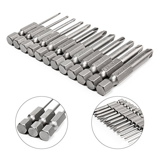 image for Rocaris 12Pcs Hex Shank Magnetic Phillips Cross Screwdriver Bits 50mm 