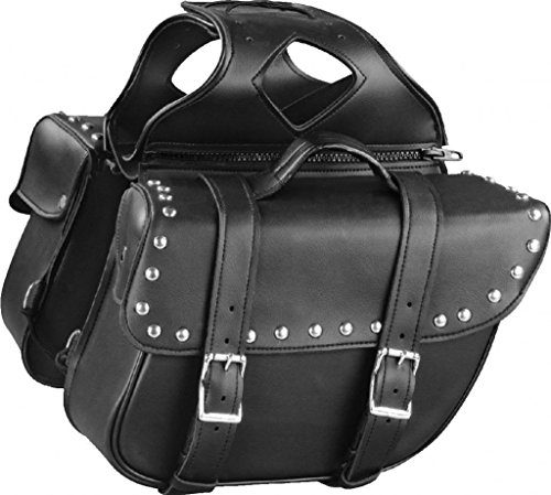 Shaf International SH579ZB - Motorcycle 2 Strap Studded Saddlebag - Size: 15 x 12 x 5 x 22