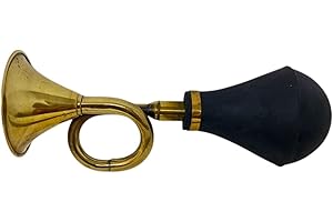 HANDTECHINDIA Taxi Circular Bulb Brass Blow Horn for Bicycles Vintage Brass Car Bike Bus Bugle Horn Retro Clown Horn Metal Air Horn with Squeeze Bulb for Bicycle Golf Cart - 7 in Lenth