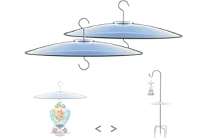 HOLAHOMA 13" Glass Rain Cover for Bird Feeders Outdoors - Baffle on Shepherd Pole/Post or S Hooks Hanging - Large Weather Guard Protective Dome - Clear x 2PC (Dia. 33CM)