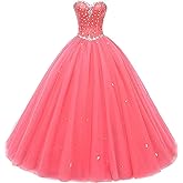 Likedpage Women's Sweetheart Ball Gown Tulle Quinceanera Dresses Prom Dress