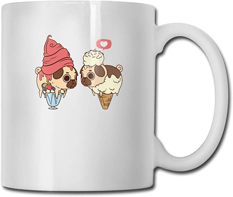 Amazon Co Jp パグ アイスクリーム おしゃれ セラミック マグカップ コーヒーカップ 白 無地 350ml 携帯マグ 洗いやすい プレゼントに ホーム キッチン