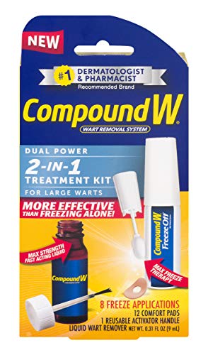 Compound W 2-in-1 Wart Removal Kit | Liquid Wart Remover | 8 Freeze Applications