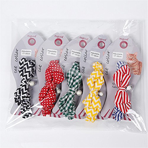 Cat Collar Bowtie with Reflective Bell, Comfortable Adjustable Breakaway Pet Cat Collars 7-12 inch