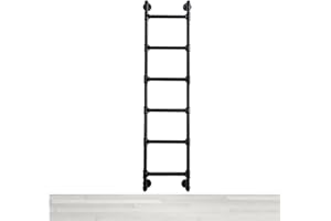 RAUMPA Wall Mounted Ladder 7 ft for Attic Loft Bunk Bed Window Iron Metal Pipe Frame Outdoor Climbing Escape Industrial Heavy-Duty Wrought Wallmounted