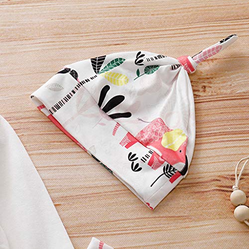 Little Story 0-24M Children's Long-Sleeved Cartoon Elephant Print Hakama + Animal Print Trousers + hat Set Toddler Kid Baby White - Thumbnail 6