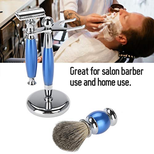 Beard Grooming Kit for Men Beard Shaving Set Safety Razor Brush, Brush Stand Rack Holder, Shaving Kit Set Mustache Care, Shaving Travel Case for Male(blue) - Thumbnail 4