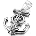 INBLUE Men's Stainless Steel Pendant Necklace Silver Tone Anchor Nautical Steering Wheel Jesus Christ Crucifix Cross -with 23 Inch Chain