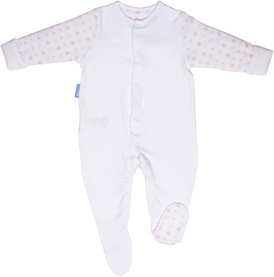 Grobag Gro-suit Pajamas with Sleeping Bag Pink Hearts Pattern 0 to 3 Months Pink on White Background