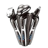 SURKER Electric Shaver For Men Rechargeable Rotary Shaver Razor Beard Trimmer Nose Ear Trimmer 3 in 1 Cordless Waterproof USB Fast Charging