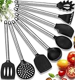 11 Silicone Cooking Utensils Kitchen Utensil set - Stainless Steel Silicone Kitchen Utensils Set - Silicone Utensil Set Spatula Set - Silicone Utensils Cooking Utensil Set - Kitchen Tools and Gadgets
