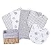 Trend Lab Safari Gray 7 Piece Feeding Basket Gift Set - 2 Deluxe Bibs, 3 Deluxe Burp Cloths, Liner, Willow Basket