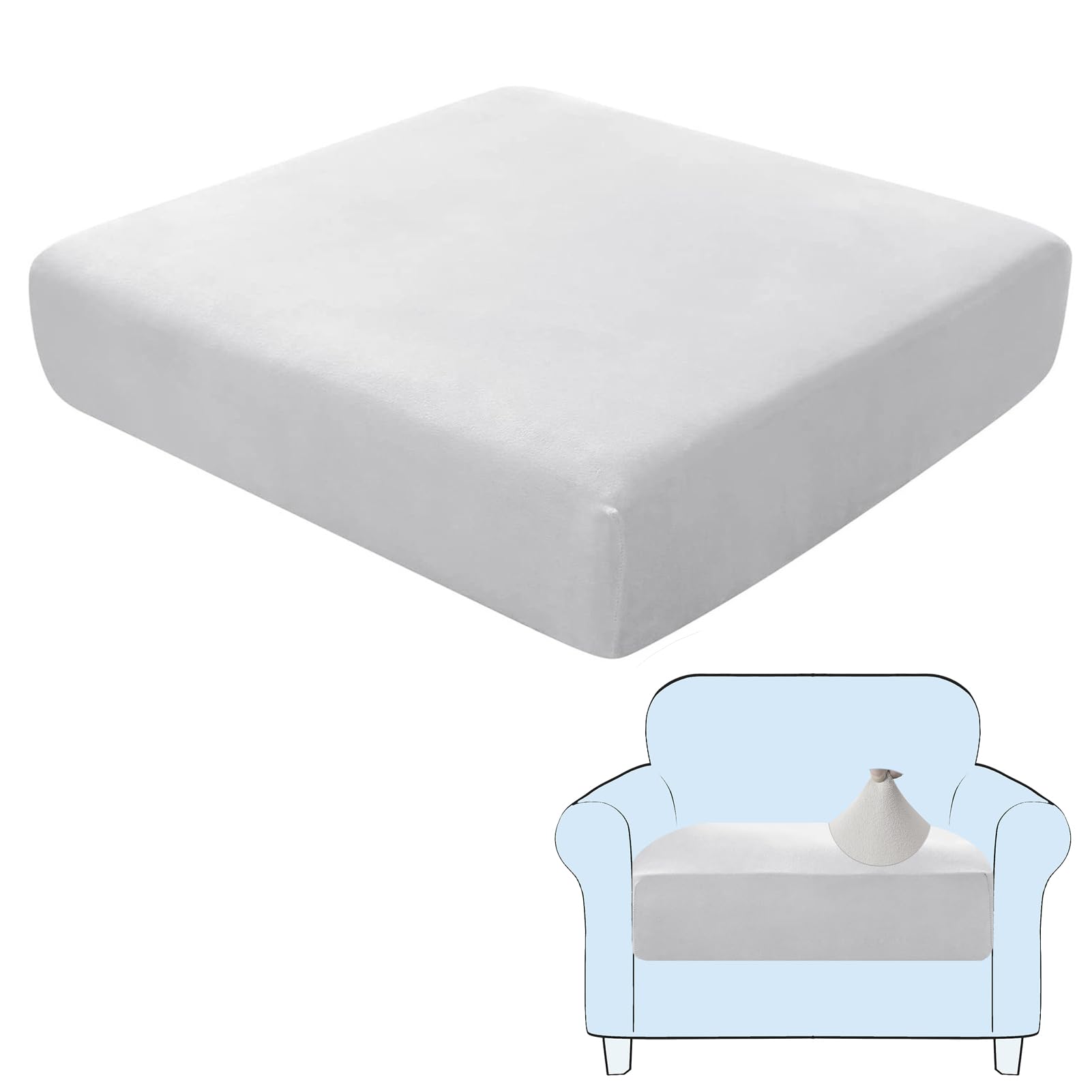 SHUOJIA Sofa Seat Cushion Covers, Stretch Velvet Sofa Cover, Non-Slip Couch Cushion Covers Replacement for Individual Cushion,with Elastic Fabric,Machine Washable (Light Grey,1-Seater)
