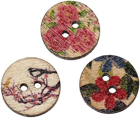 ZARABE Wood Sewing Button Scrapbooking At Random Two Holes Flower Buterfly 200 PCs