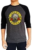 Guns N Roses GNR Distressed Logo Baseball Tee Raglan 3/4 Sleeve T Shirt