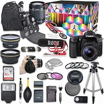 Canon EOS 80D DSLR Camera Deluxe Video Kit with Canon EF-S 18-55mm f/3.5-5.6 is STM Lens + Rode VIDEOMIC GO Microphone + SanDisk 32GB SD Memory Card + Accessory Bundle