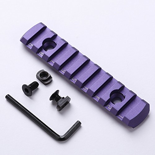 TuFok M-lok Picatinny Rail Section - Low Profile Rifle Rail Attachment, Mlok Rail Aluminum(9-Slot,Purple)