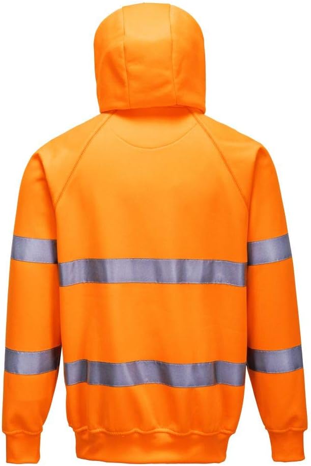 Portwest B304 Hi Vis Mens Hoodie Reflective Pullover High Visibility Hooded Sweatshirt Safety Workwear With Reflective Tape Orange Small - Image 5