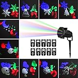 Christmas Projection Lights, HOSYO 10pcs Switchable Pattern Lens Motion Landscape Laser Christmas Lights LED Spotlights for Christmas Holiday Home Decoration Wall Motion Decoration
