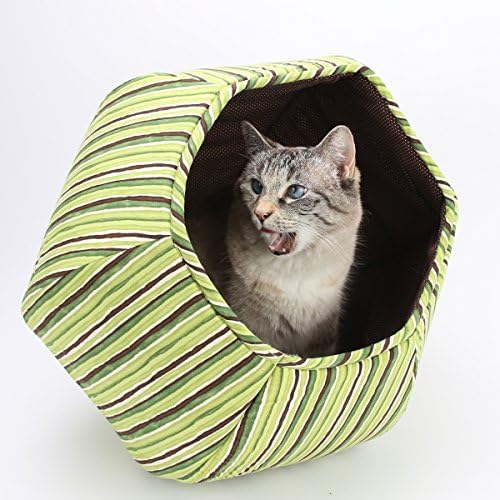Cat Ball modern cat bed in green stripes