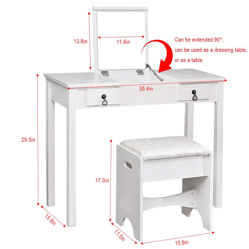 Amazon Com Bbtime Dressing Table Vanity Set With Flip Top Mirror