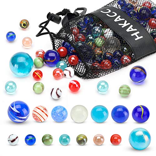 SallyFashion 85 Pieces Planet Marbles in Drawstring Bag, Space Marbles for Kids, Marbles Assorted Sizes for Party Favor Stocking Stuffer DIY Home Decor