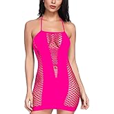 UAREBST Womens Fishnet Lingerie Dress, Sexy Mesh Babydoll Lingerie Bodysuit, Cut Out Bodysuit Chemise One Size﻿
