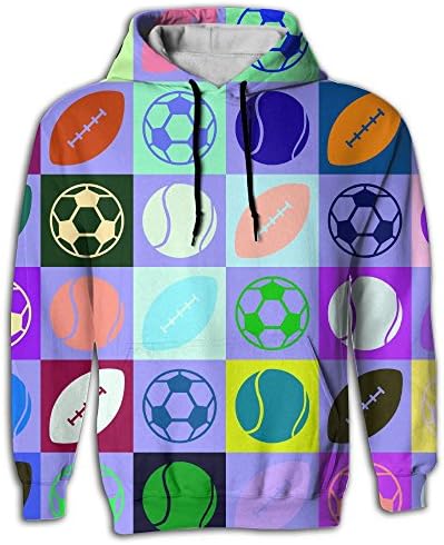 Dlqafr Sports Ball Pattern Suit Guys Drawstring Sweat Shirts For Men