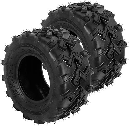 Qiilu Dual ATV UTV Tires 22x10-10 6 PR Tubeless Tires, Off-Road ATV Mud Tires, Rubber Sport Tires Replacement for Go Kart, Golf Cart, Lawn Mower, Quad ATV, UTV (2 PCS)