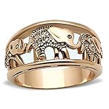 Stainless Steel Ring Elephant Caravan Crystal Citrine Rose Gold - Plated Women Size 5 - 10 SPJ ( 9 )