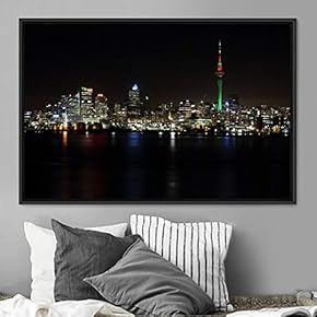 signwin Framed Canvas Wall Art City Illuminations Aerial...