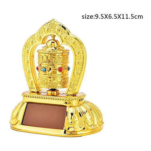 Car Spinning Prayer Wheel,Buddhist Statue for Lucky Happiness Tibetan Tibet Buddhist Solar Energy Spinning Prayer Wheel for Car Home Office Shop Interior Decoration Golden - Thumbnail 7