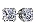 NANA Cushion-Cut Stud Earrings Swarovski Zirconia Silver & 14k Solid Gold Post 0.60cttw - 4.00ct. Weight