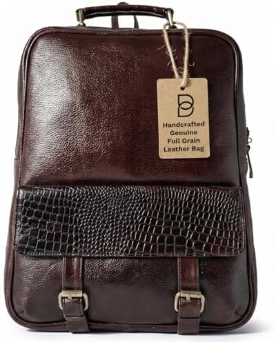 Full Grain Leather Backpack | Gray Pebbled Genuine Leather Daypack | NWOT Premium Leather Backpack – Vintage Travel & Work Bag (14  main image 3
