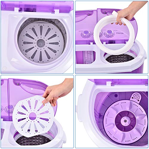 Frifer Twin Tub Mini Washing Machine, 9.9LBS Compact Semi Automatic
