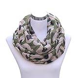Lucky Leaf Women Lightweight Cozy Infinity Loop Scarf with Various Artist Print (Camouflage Amry Green)