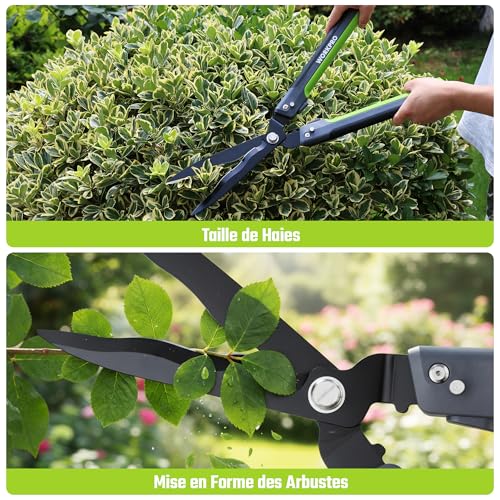 WORKPRO Foldable Hedge Shears 23 in | Garden Scissors with Wavy Blades, Professional Manual Hedge Trimmer for Shrubs, Hedges, Edging and Pruning Work