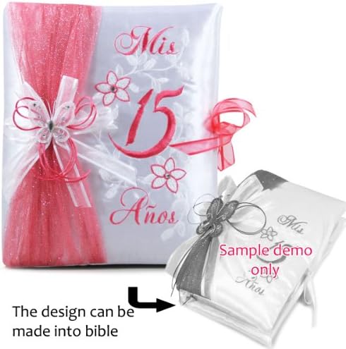 Quinceanera Guest Book Photo Album Kneeling Tiara Pillow Bible Q3031 (Spanish bible)