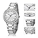MAMONA Women's Watch on Sale Clearance Crystal Accented Ceramic and Stainless Steel White and Silver L68008SR