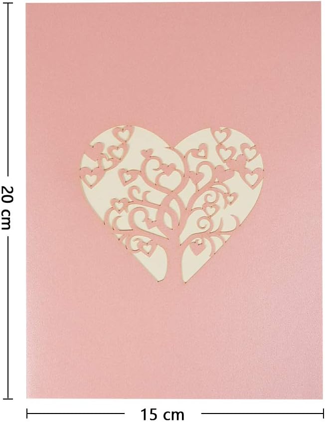 3D Pop-Up Wedding Greeting Card With Envelope - Elegant Laser-Cut Design For Anniversary, Valentine's Day, Engagement (Gold, 18x12.5cm)