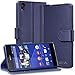 Sony Xperia Z3+ Wallet Case - VENA [vSuit] Draw Bench PU Leather Wallet Flip Cover with Stand and Card Slots for Sony Xperia Z3+ (Oxford Blue)