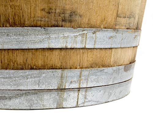Temesso Holzfass, Kräuterbeet, Pflanzkübel Weinfass Fass halbiert mit Trageschlaufen (echtes Weinfass D70cm H40cm) Original – Bild 5