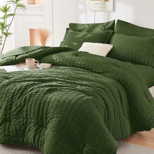 HYMOKEGE Olive Green King Size Comforter Set