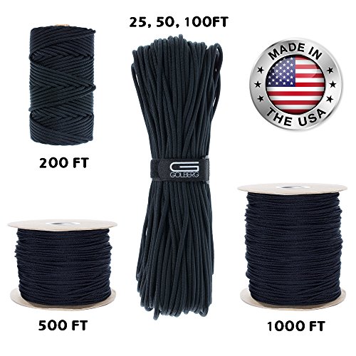 GOLBERG 550lb Parachute Cord Paracord 100 Nylon USA Made MilSpec